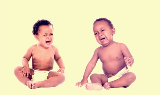 Two baby boys crying