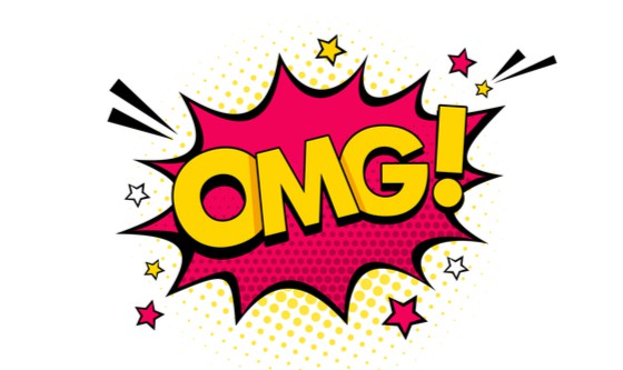 Comic speech bubble with OMG text