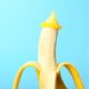 Condom tip put on Halfway pilled banana