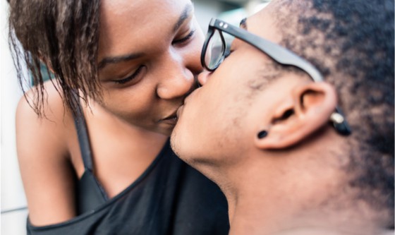 Young couple kissing