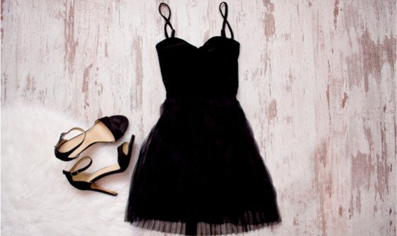 Little black dress and strappy sandals