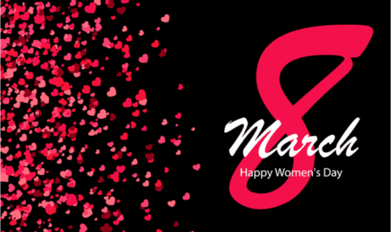 Postcard-style image to celebrate March 8th, International Women's Day