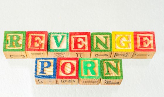 Revenge porn written out in stamps