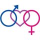 Love sign intertwined with male and female symbols