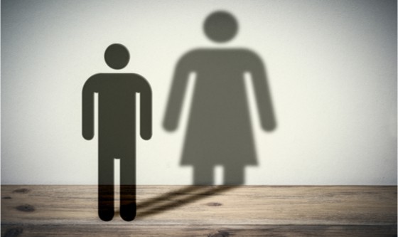 Image of a mal stickfigure throwing a female shadow