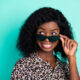 Photo,Of,Cheerful,Lady,Look,Empty,Space,White,Smile,Wear
